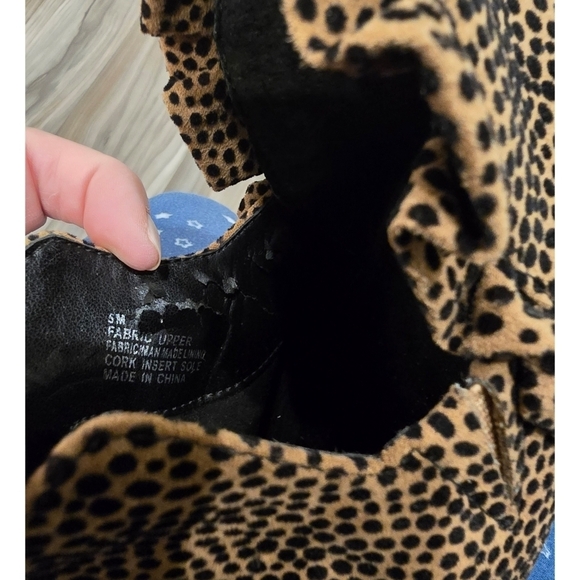 GB GIRLS Suede Leather Animal Print Side Ruffle Booties - Size 5 - Stylish & Fun - Picture 6 of 6